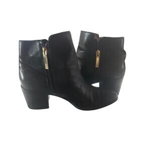 Louise Et Cie Black Bootie Ankle Boots Size 8M Block Heel Leather